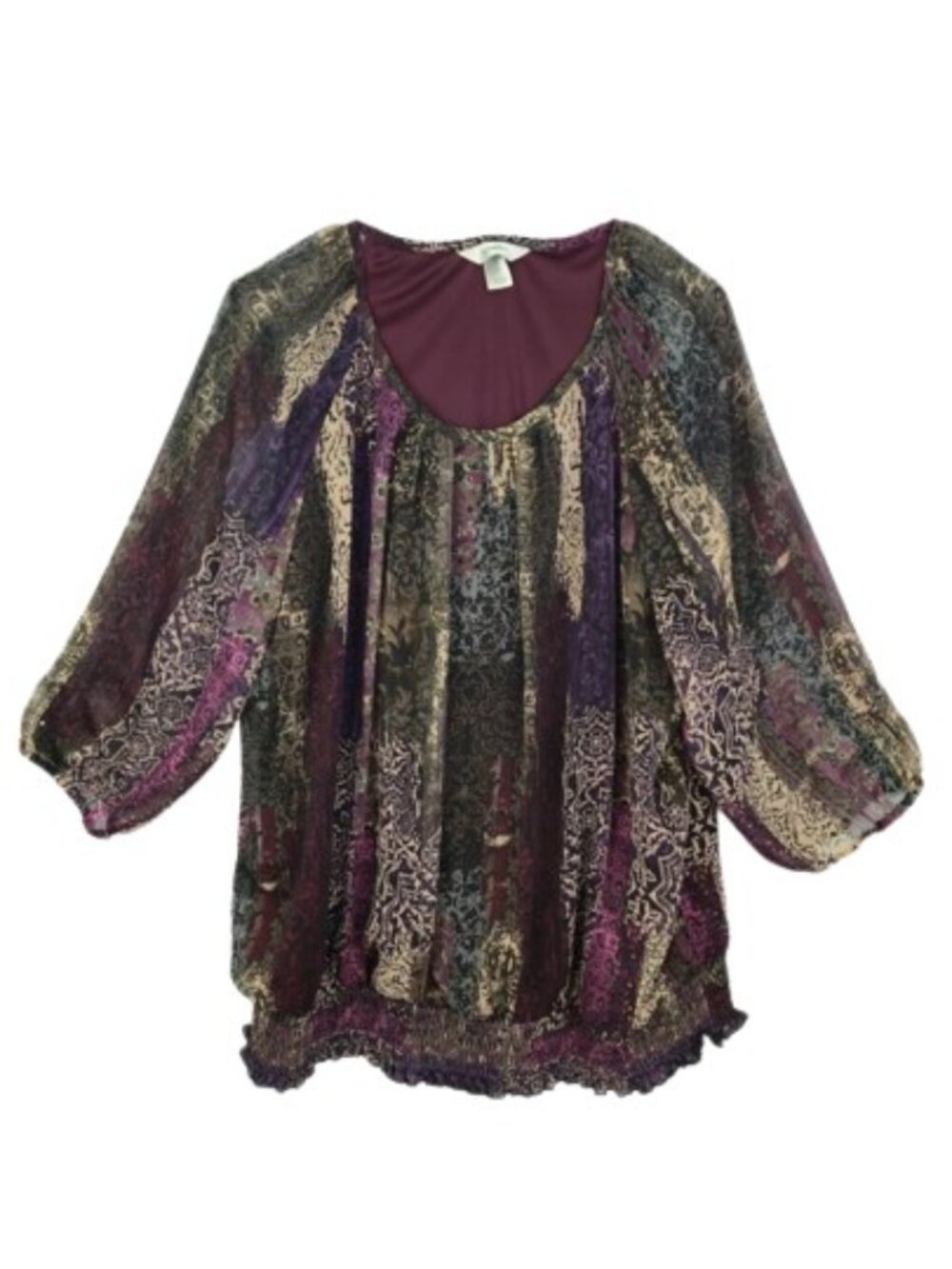 CJ Banks Layered Abstract Blouse 2X